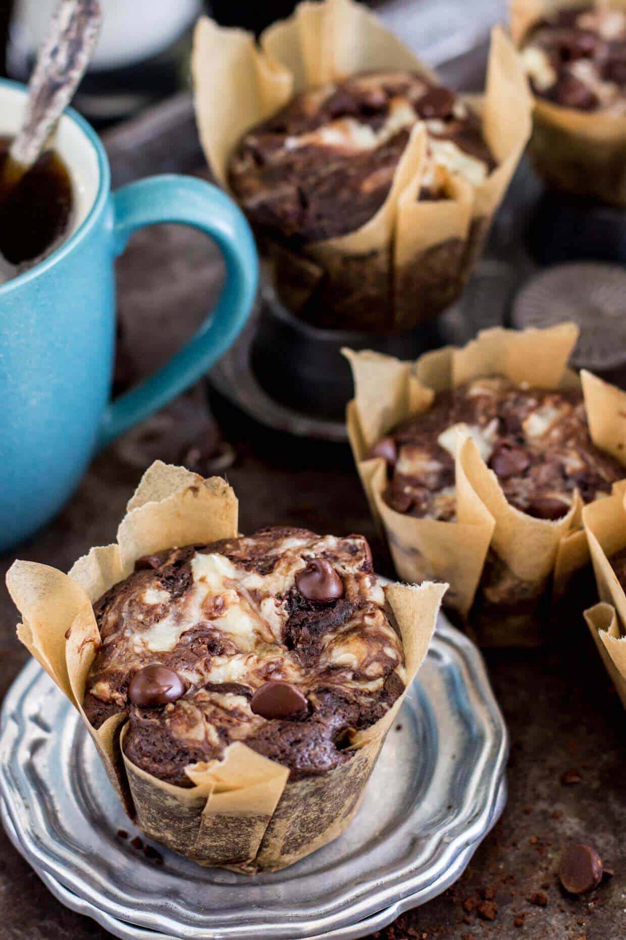 Double Chocolate Cheesecake Muffins - Sugar Spun Run