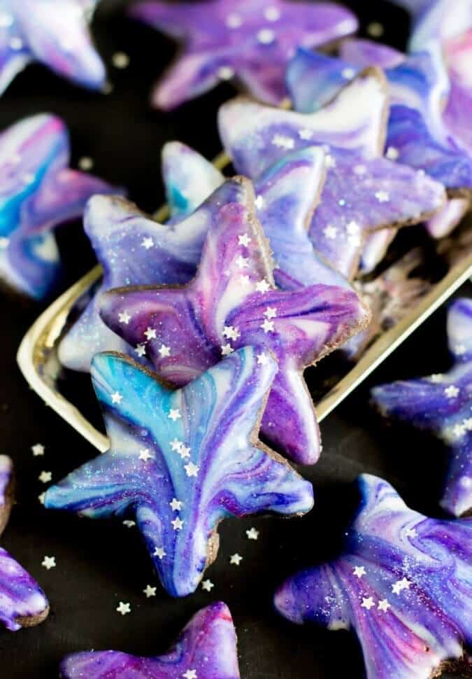 Galaxy Cookies -- these cookies are BEAUTIFUL and way easier to make than you'd think!!