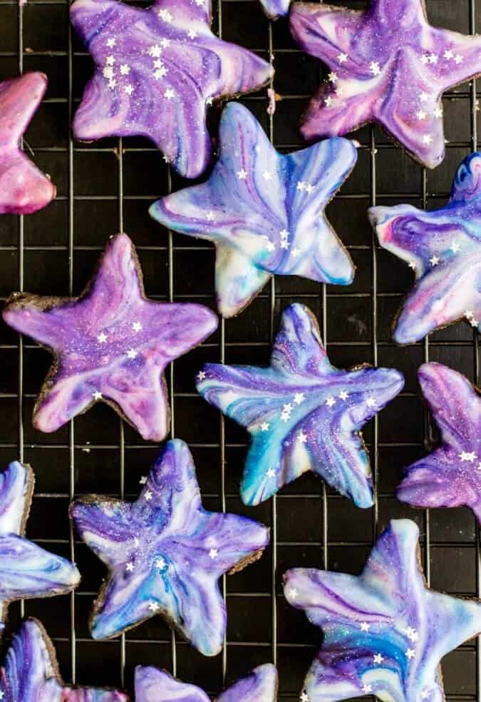 Galaxy Cookies -- these cookies are BEAUTIFUL and way easier to make than you'd think!!