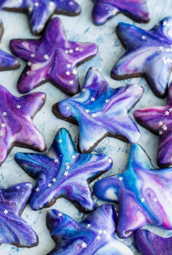 Galaxy Cookies -- these cookies are BEAUTIFUL and way easier to make than you'd think!!
