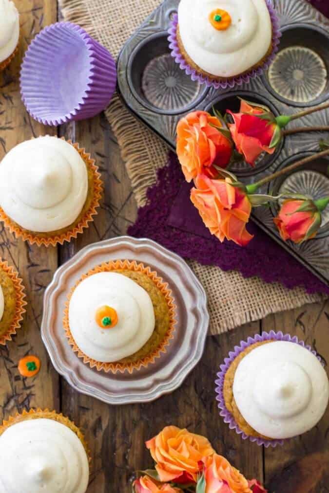 Pumpkin Cupcakes with Brown Sugar Cream Cheese Frosting Sugar Spun Run