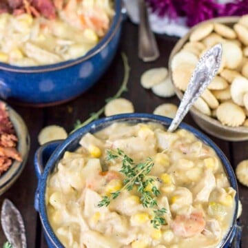 Two bowls of turkey chowder