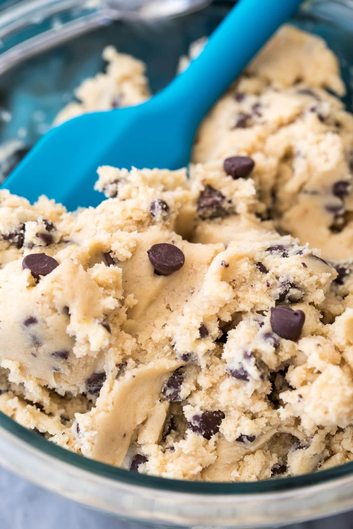 cookie dough in glass bowl