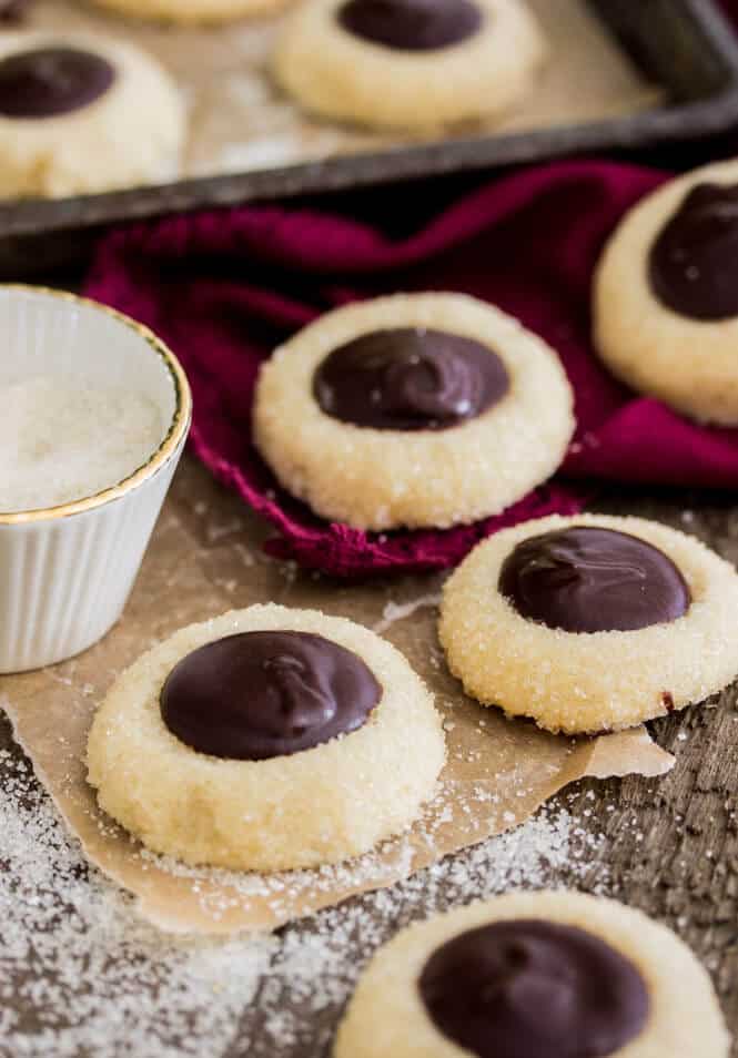 Chocolate thumbprint cookies