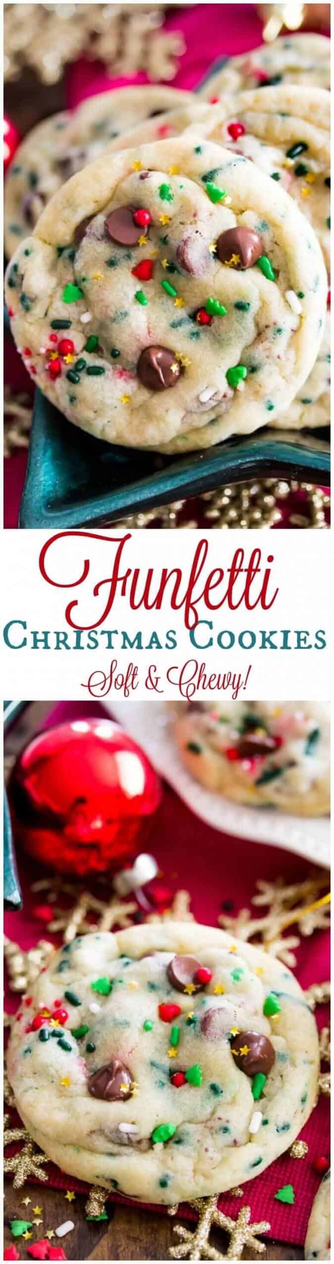 Funfetti Christmas Cookies, soft, chewy, and festive! || Sugar Spun Run