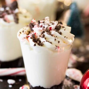 Peppermint bark dessert shooter