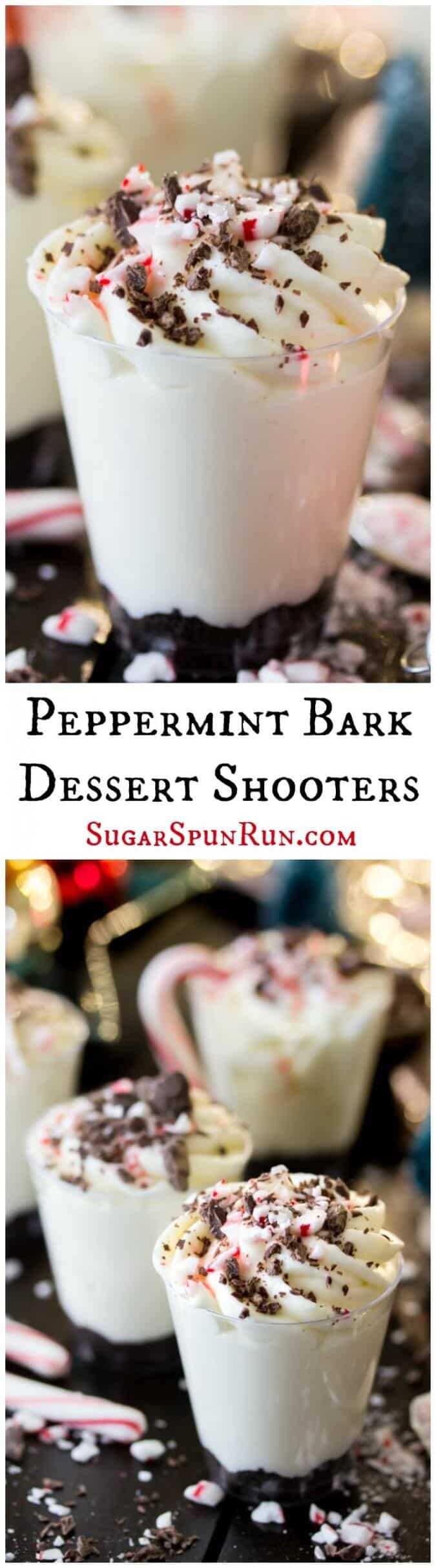 Peppermint Bark Dessert Shooters || Sugar Spun Run