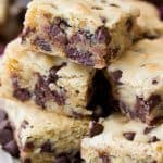 Stacks of congo squares chocolate chip cookie bars