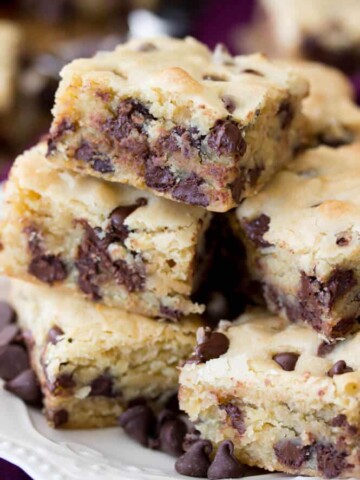 Stacks of congo squares chocolate chip cookie bars