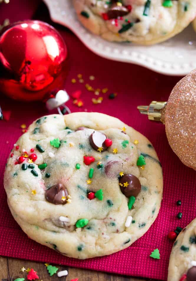 Funfetti Christmas Cookies, soft, chewy, and festive! || Sugar Spun Run