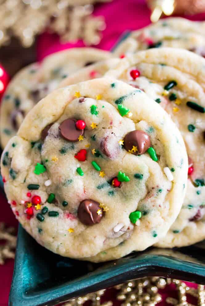 Funfetti Christmas Cookies, soft, chewy, and festive! || Sugar Spun Run