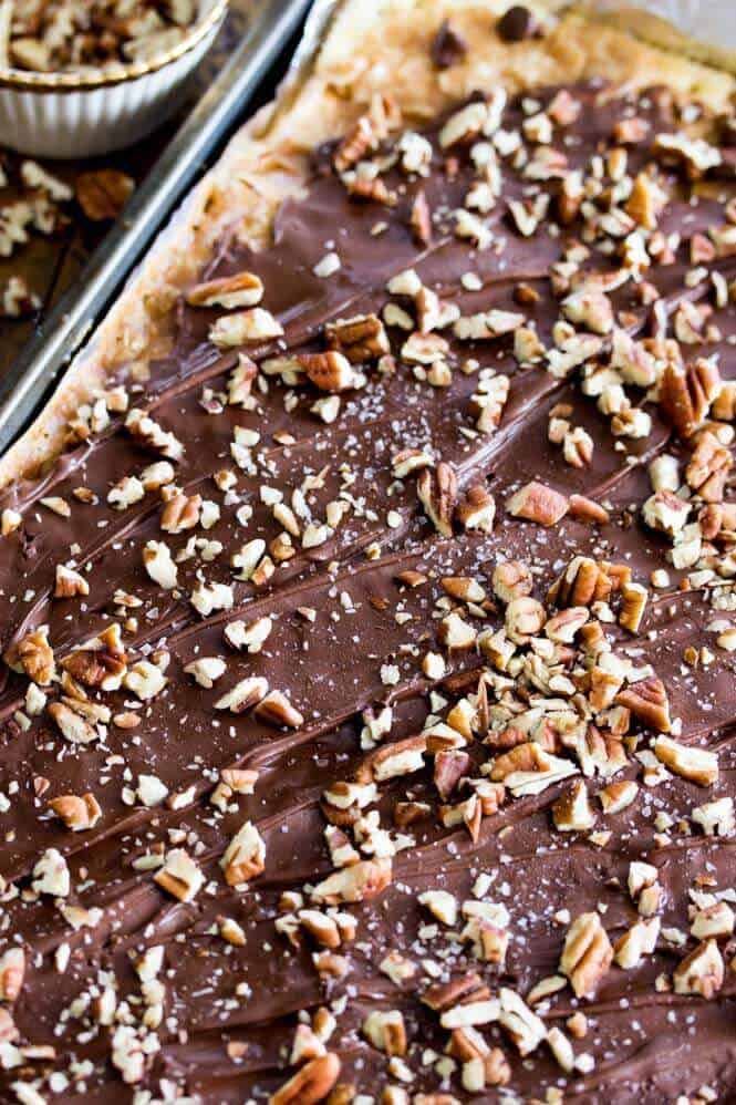 Saltine cracker candy in baking sheet