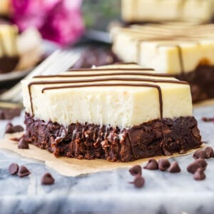 Cheesecake brownie with bite out of it