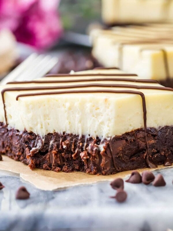 Cheesecake brownie with bite out of it
