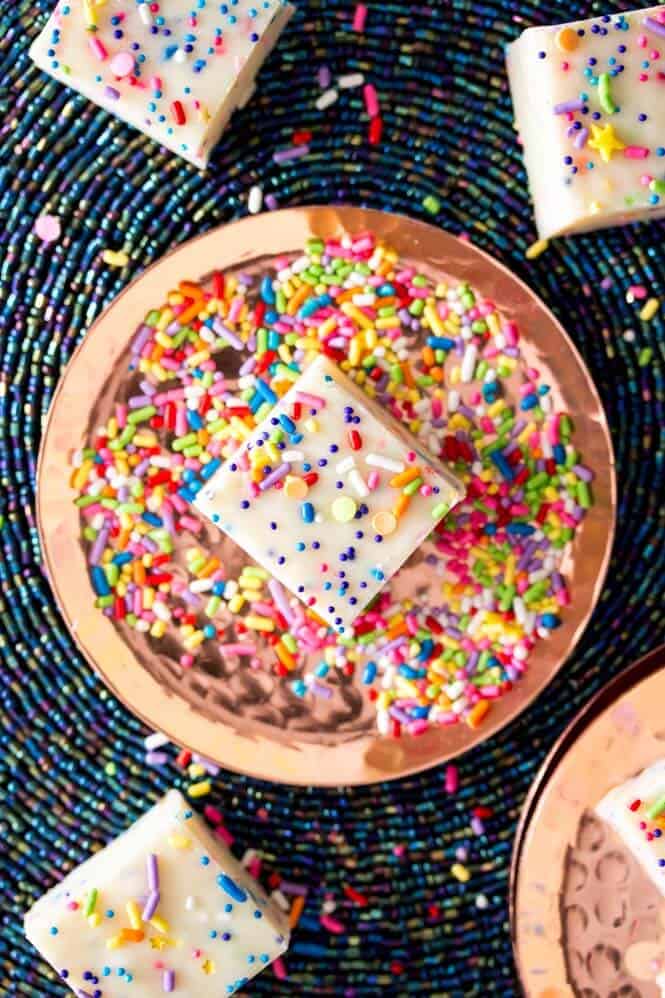 Cake Batter Fudge -- takes just ten minutes to make! || Sugar Spun Run