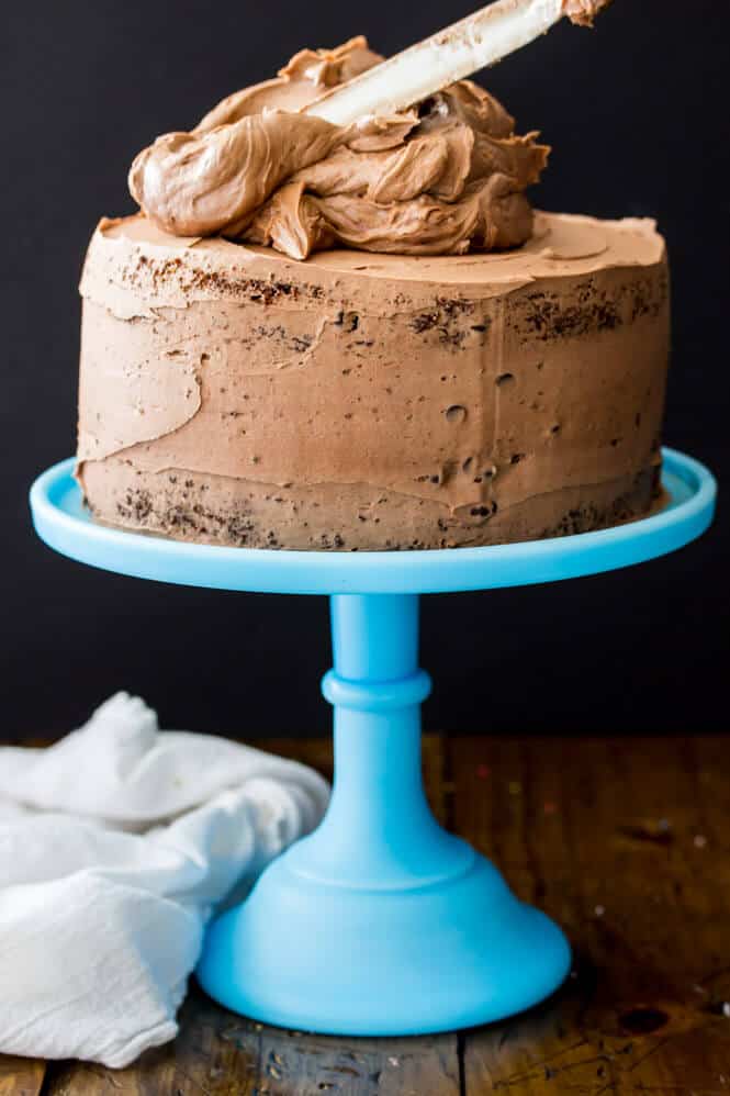 Crumb coating a chocolate cake