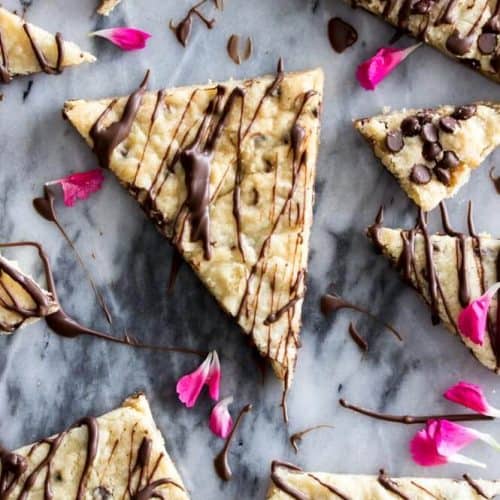 Overhead of chocolate chip cookie brittle