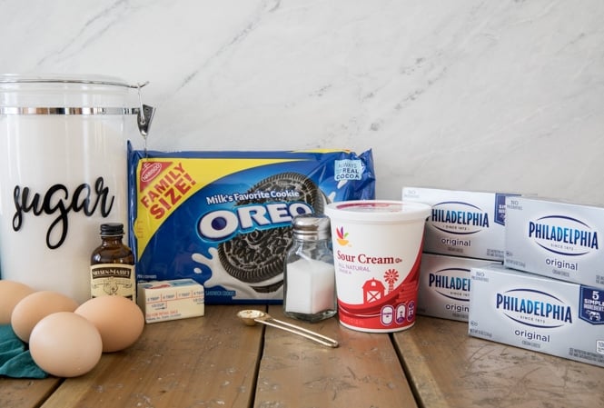 Ingredients for Oreo Cheesecake Bars