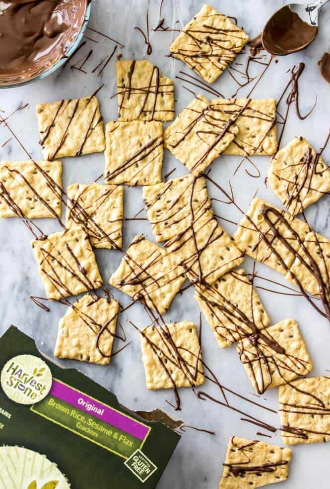 Harvest Stone® Crackers drizzled with dark chocolate