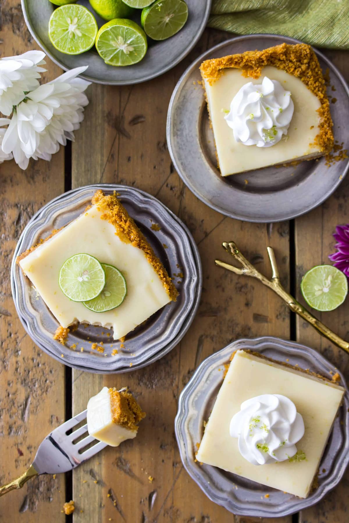 Overhead of key lime pie bars