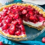 Refreshing slice of strawberry cream cheese pie