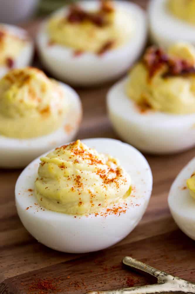 Deviled eggs sprinkled with paprika