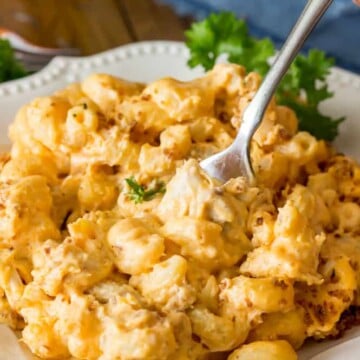 Buffalo Chicken Mac and Cheese on a plate