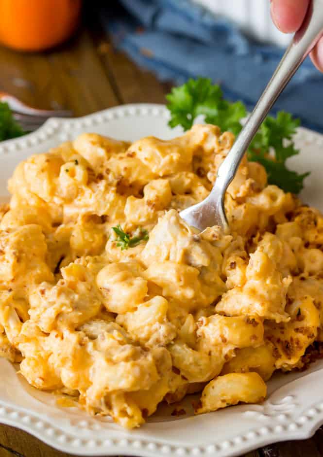 Buffalo Chicken Mac and Cheese on a plate