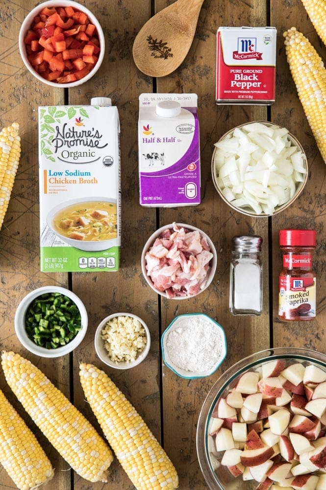 Ingredients for corn chowder