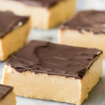 Peanut butter bars on marble surface