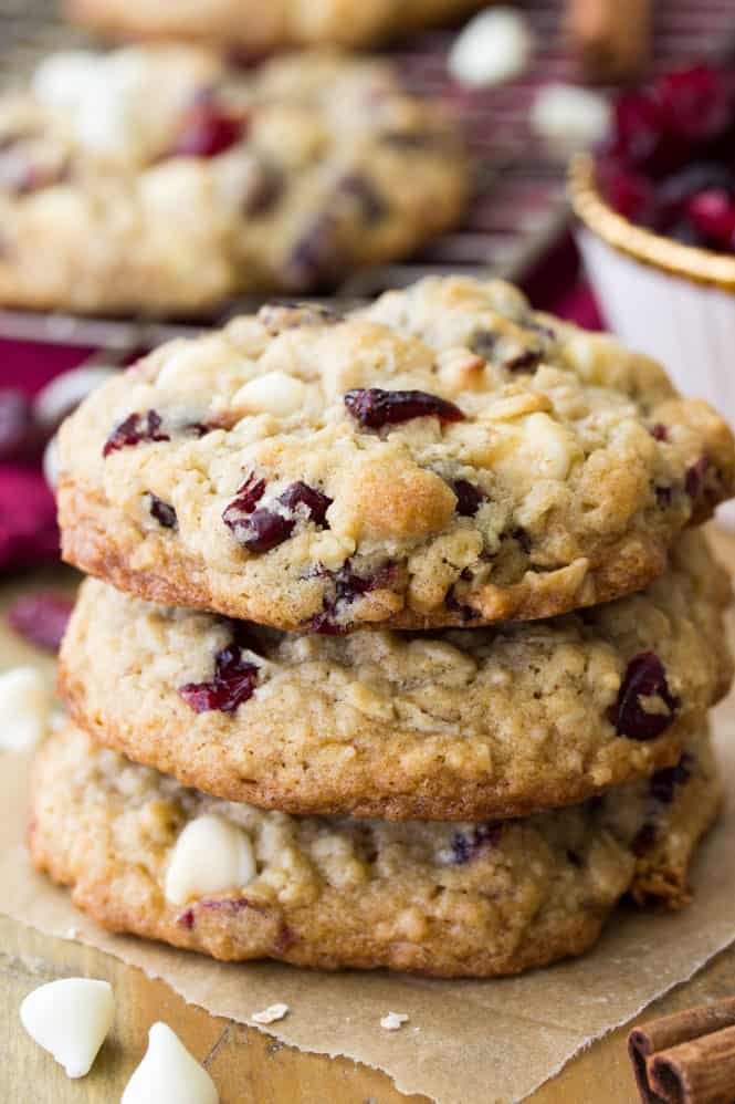 White chocolate cranberry oatmeal cookies