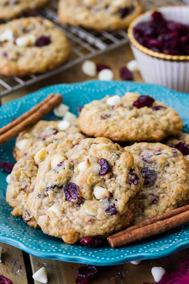 White Chocolate Cranberry Oatmeal Cookies || Sugar Spun Run