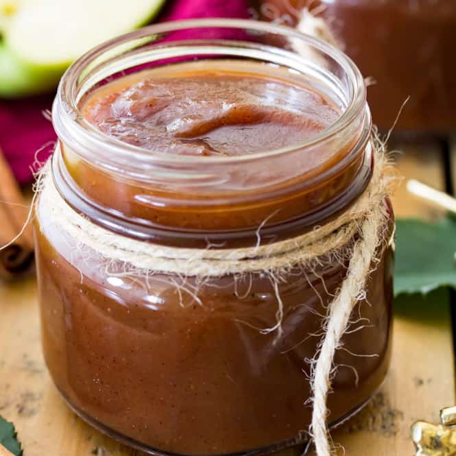 Apple butter in glass jar