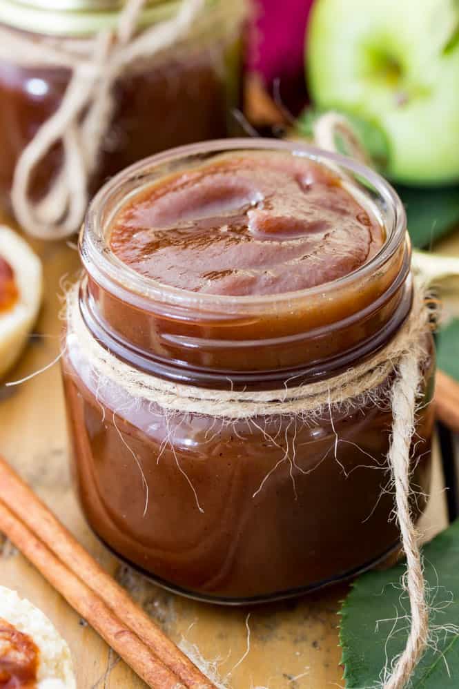 Apple butter in glass jar