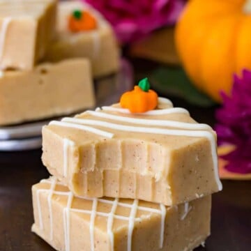 Stacked blocks of pumpkin spice fudge