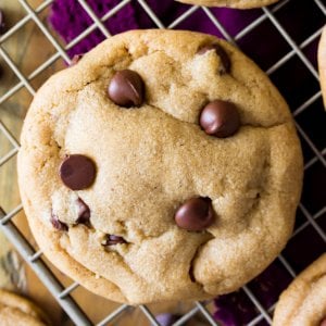 Cookie butter chocolate chip cookie on cooling rack