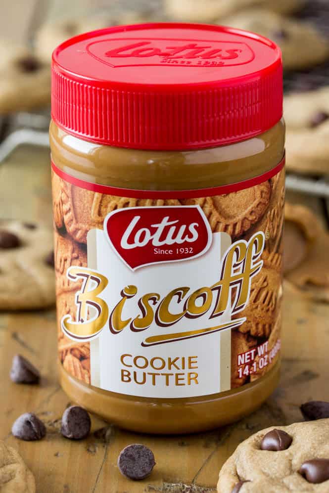 jar of Creamy Biscoff Cookie Butter used in this recipe