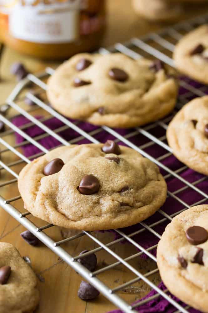 Freshly baked cookie butter cookie on cooling rack