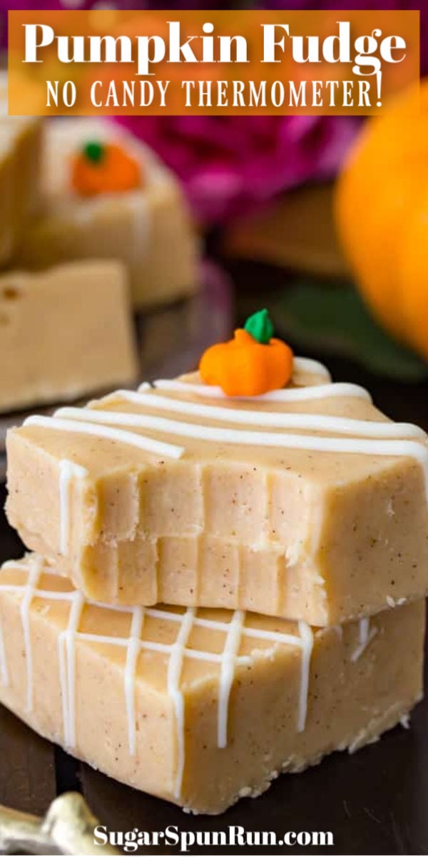 pumpkin fudge stacked on top of each other with bite missing from top piece