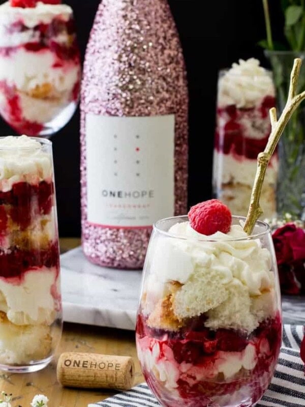 Raspberry chardonnay trifles