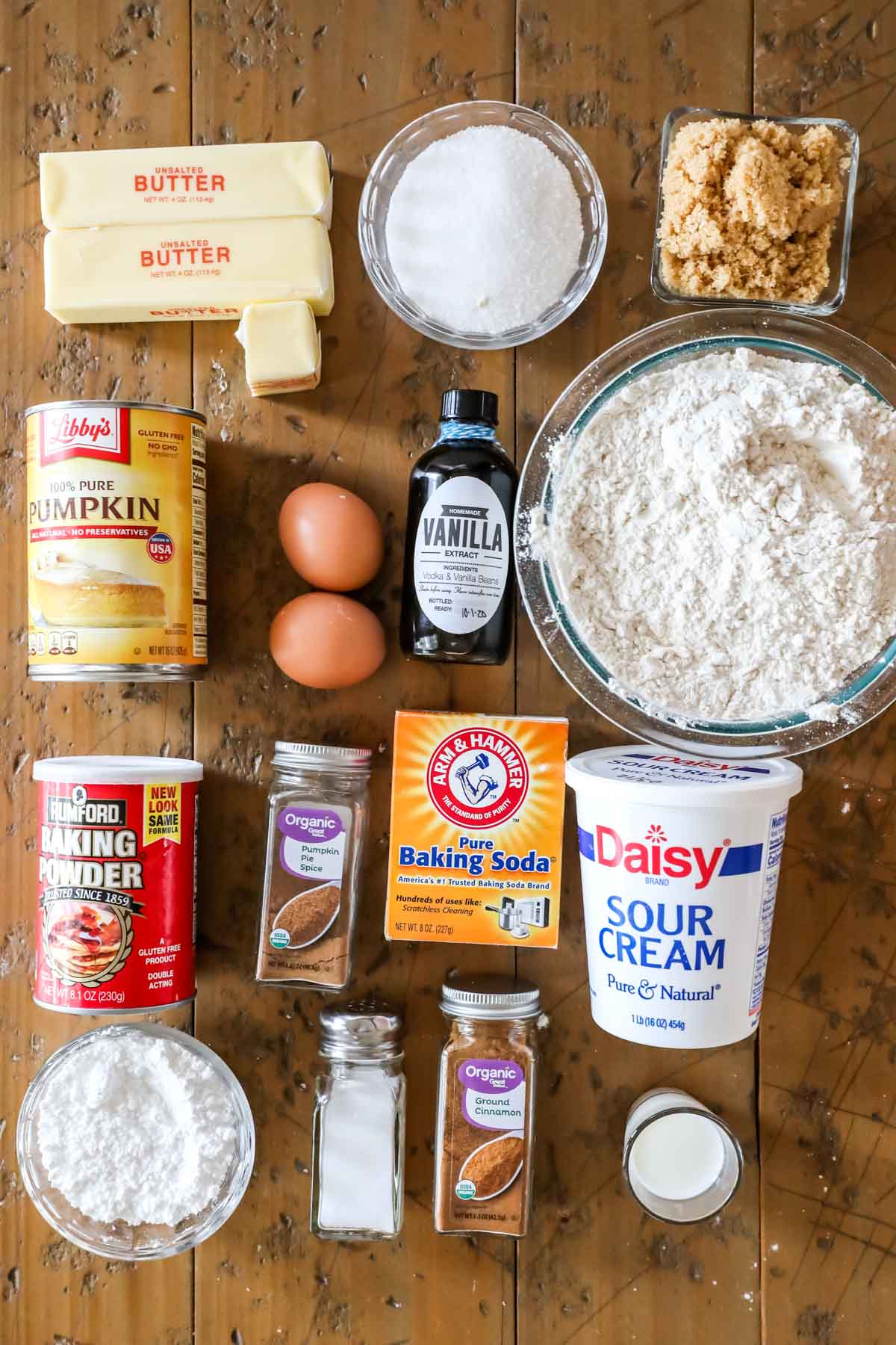 Ingredients for pumpkin crumb cake recipe