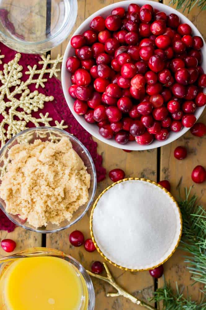 Ingredients for cranberry sauce