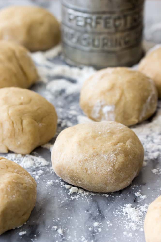 Freshly rolled honey wheat roll dough