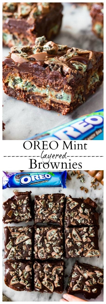 Oreo Mint Layered Brownies