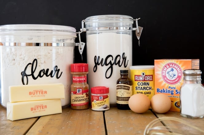 Ingredients for this Snickerdoodle cookie recipe