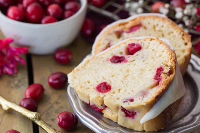 Two slices of cranberry bundt cake