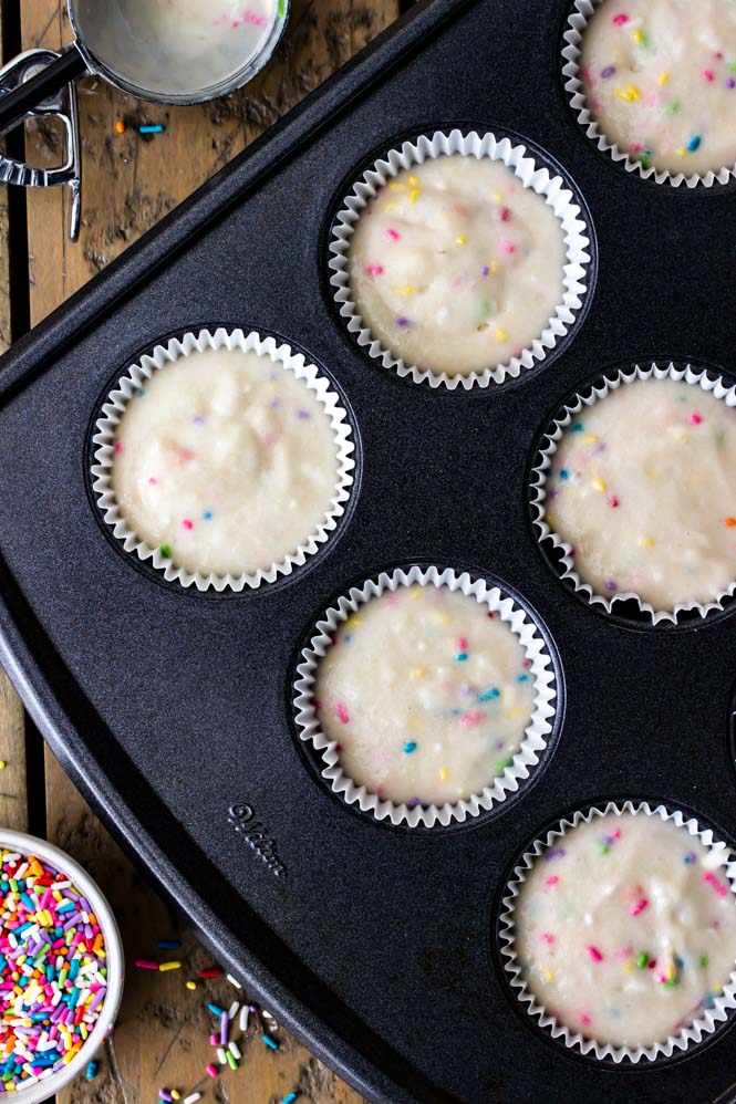 Confetti Cupcake batter -- ready to be baked