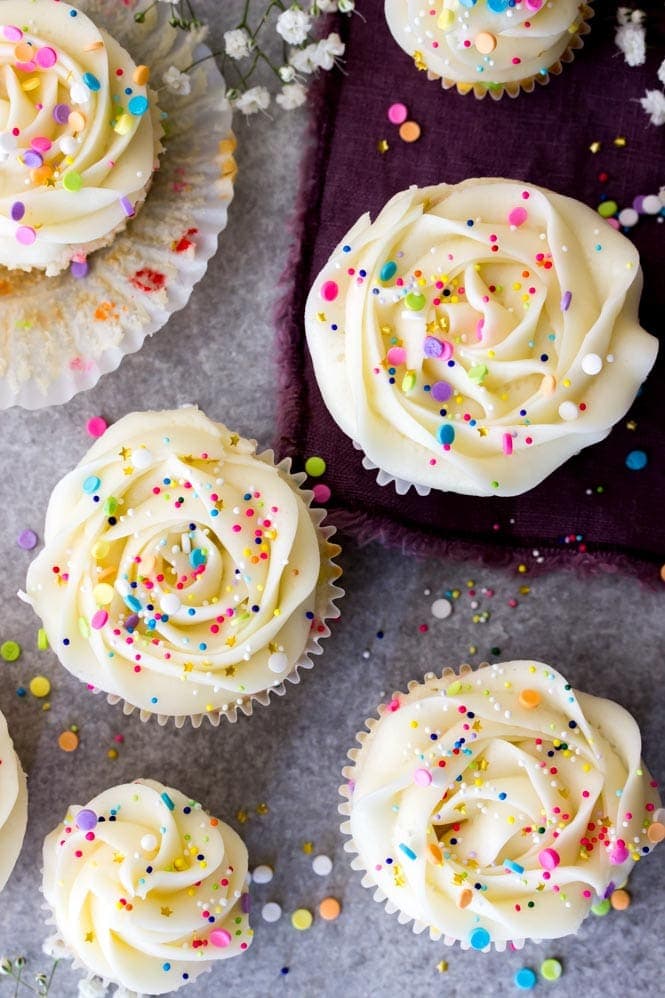 Overhead view of Confetti Cupcakes