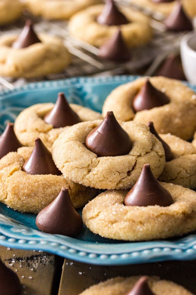 Peanut butter blossoms on plate