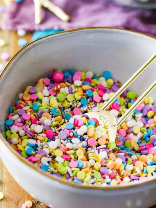 Bowl of colourful sprinkles